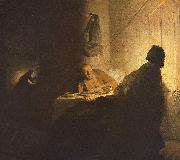 Rembrandt van rijn The Supper at Emmaus oil painting artist